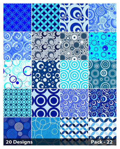 20 Blue Circle Background Pattern Vector Pack 22