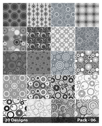 20 Grey Circle Pattern Vector Pack 06
