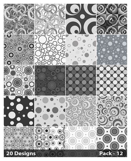 20 Grey Geometric Circle Pattern Vector Pack 12