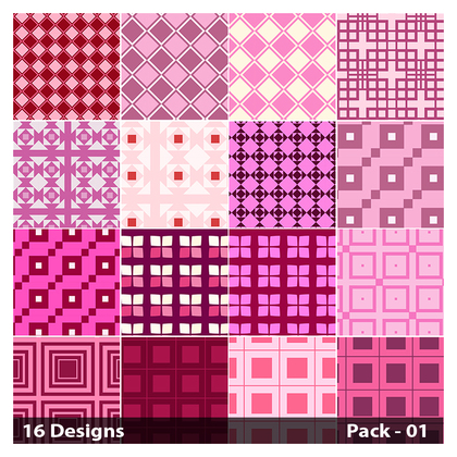 16 Pink Square Pattern Vector Pack 01