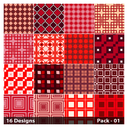 16 Red Square Pattern Vector Pack 01