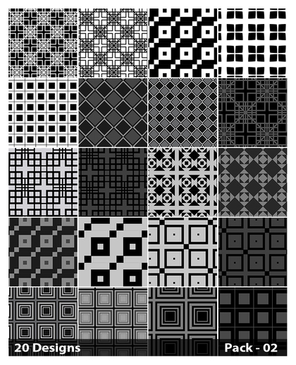 20 Black Square Pattern Vector Pack 02