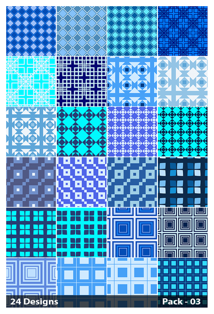 24 Blue Seamless Square Pattern Background Vector Pack 03