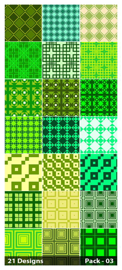 21 Green Seamless Square Pattern Background Vector Pack 03