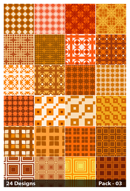24 Orange Seamless Square Pattern Background Vector Pack 03