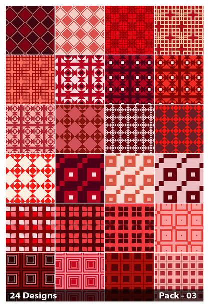 24 Red Seamless Square Pattern Background Vector Pack 03