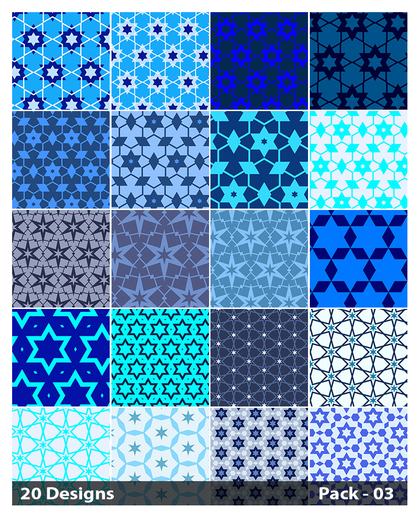 20 Blue Star Pattern Background Vector Pack 03