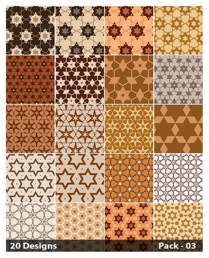 20 Brown Star Pattern Background Vector Pack 03