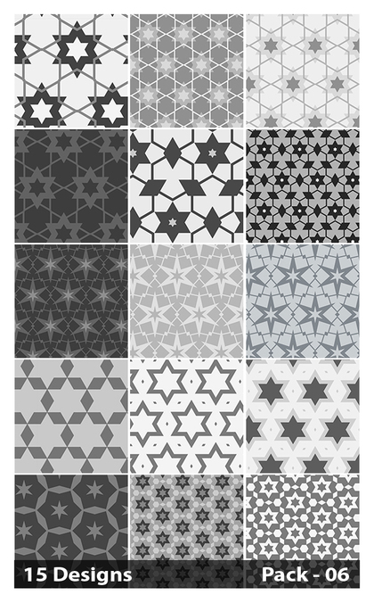 15 Grey Seamless Star Background Pattern Vector Pack 06