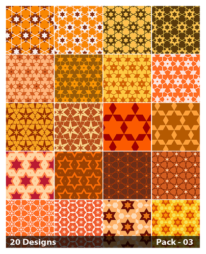 20 Orange Star Pattern Background Vector Pack 03