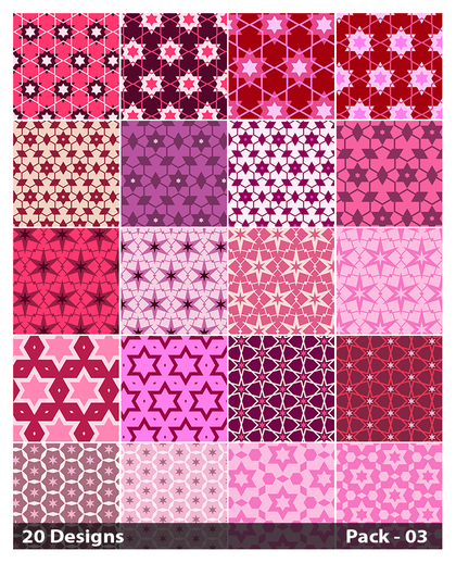 20 Pink Star Pattern Background Vector Pack 03