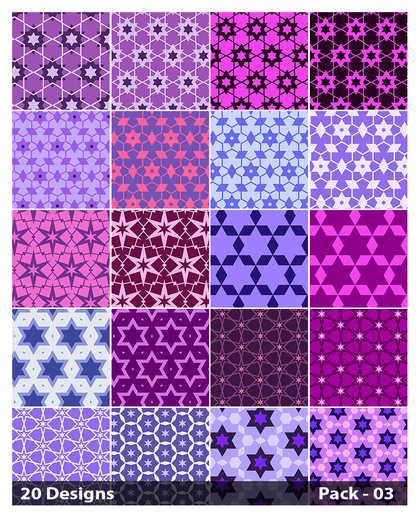 20 Purple Star Pattern Background Vector Pack 03
