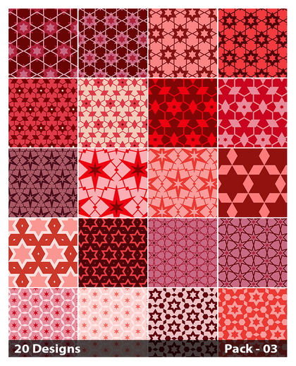 20 Red Star Pattern Background Vector Pack 03