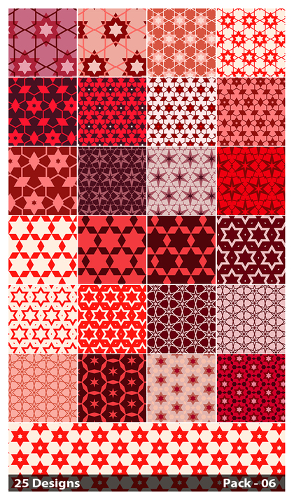 25 Red Seamless Star Background Pattern Vector Pack 06