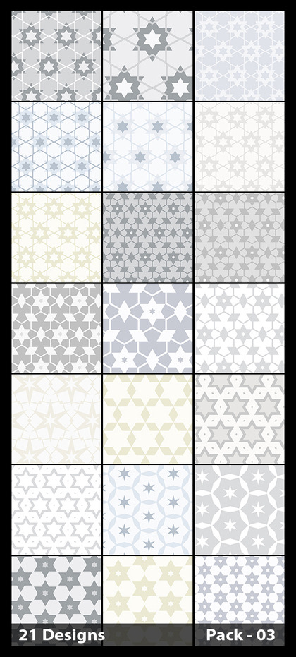 21 White Star Pattern Background Vector Pack 03