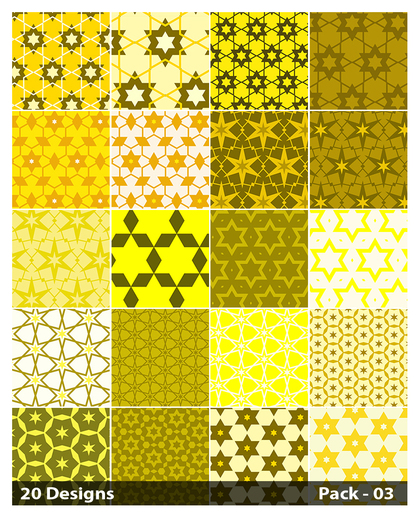 20 Yellow Star Pattern Background Vector Pack 03
