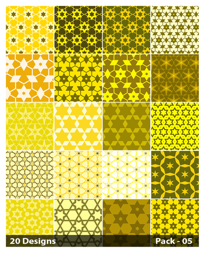 20 Yellow Seamless Star Pattern Background Vector Pack 05