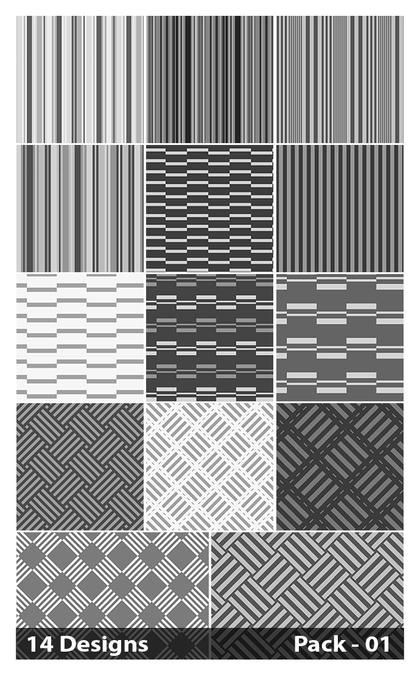14 Grey Seamless Stripes Pattern Vector Pack 01