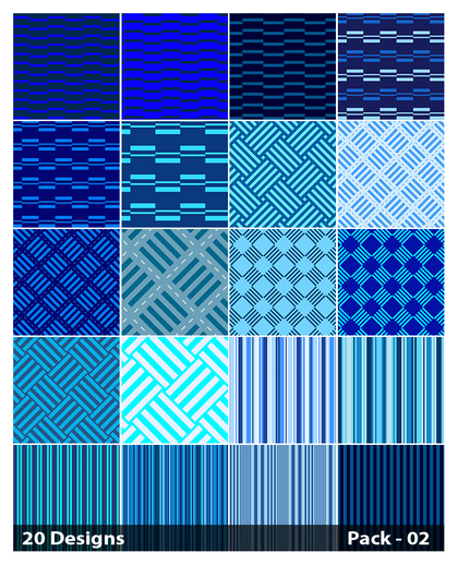 20 Blue Stripes Pattern Vector Pack 02