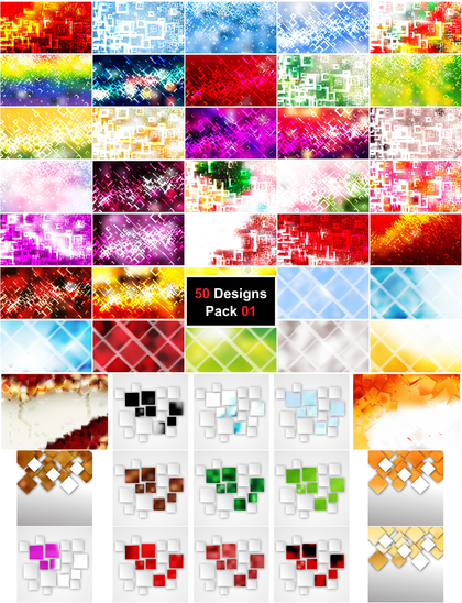 50 Modern Square Background Vector Pack 01