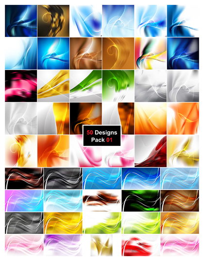 50 Flowing Curves Background Vector Pack 01