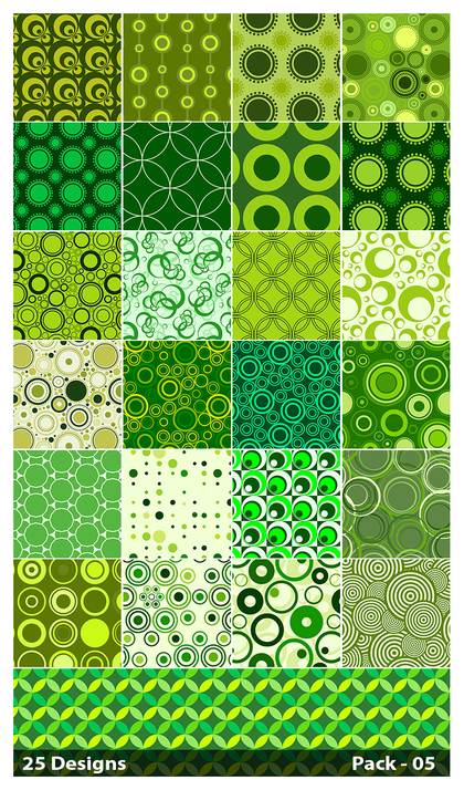 25 Green Seamless Circle Pattern Background Vector Pack 05