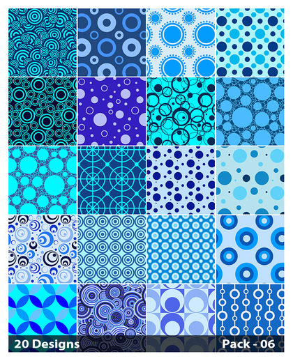 20 Blue Seamless Circle Background Pattern Vector Pack 06