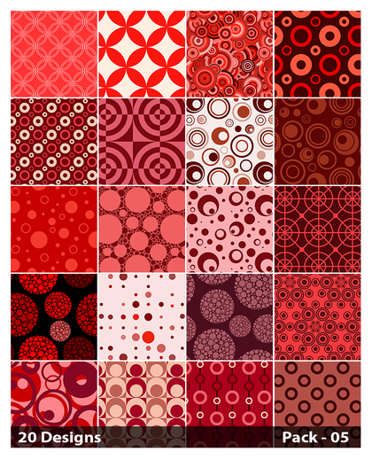 20 Red Seamless Circle Pattern Background Vector Pack 05