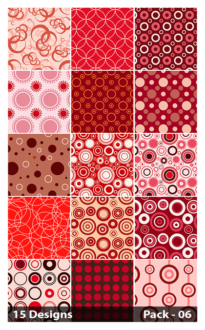 15 Red Seamless Circle Background Pattern Vector Pack 06