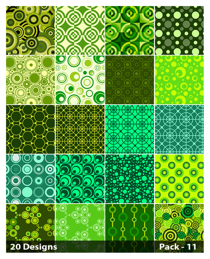 20 Green Seamless Circle Background Pattern Vector Pack 11