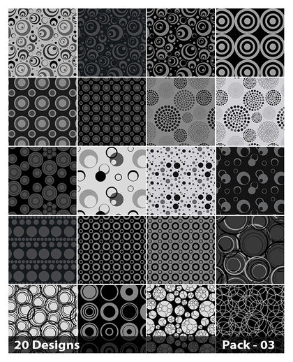 20 Black Circle Pattern Background Vector Pack 03