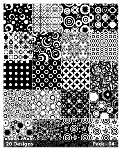 20 Black and White Circle Background Pattern Vector Pack 04