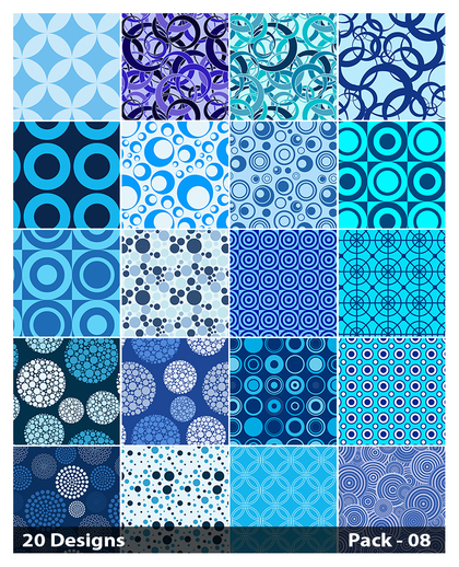 20 Blue Seamless Circle Pattern Vector Pack 08