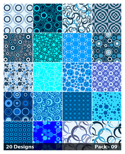 20 Blue Circle Pattern Background Vector Pack 09