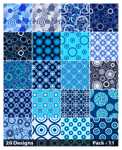20 Blue Seamless Circle Pattern Background Vector Pack 11