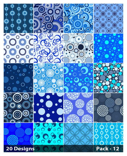 20 Blue Seamless Circle Background Pattern Vector Pack 12
