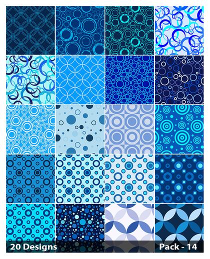 20 Blue Geometric Circle Pattern Background Vector Pack 14