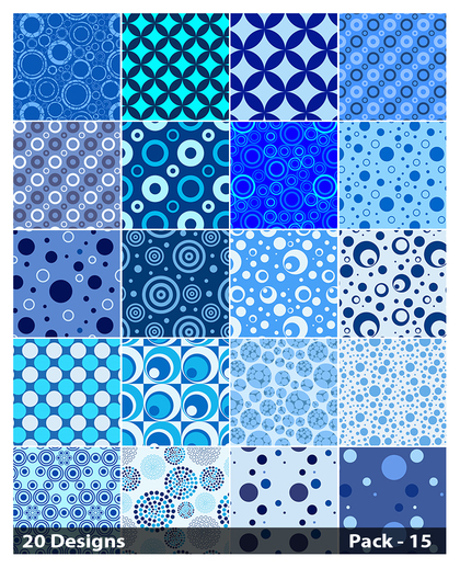 20 Blue Geometric Circle Background Pattern Vector Pack 15