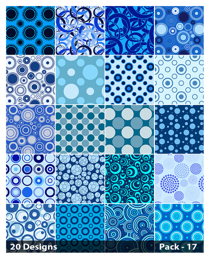 20 Blue Seamless Geometric Circle Pattern Background Vector Pack 17