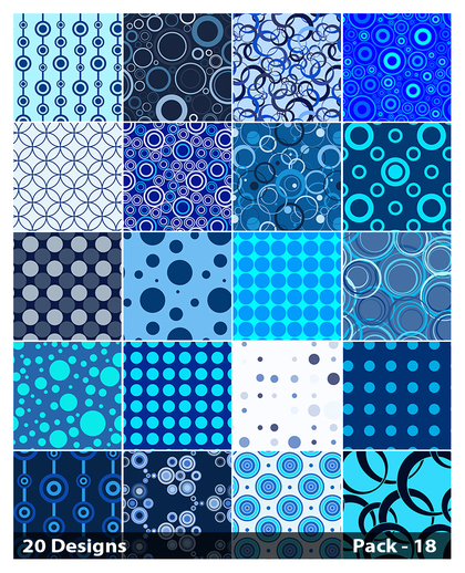20 Blue Seamless Geometric Circle Background Pattern Vector Pack 18