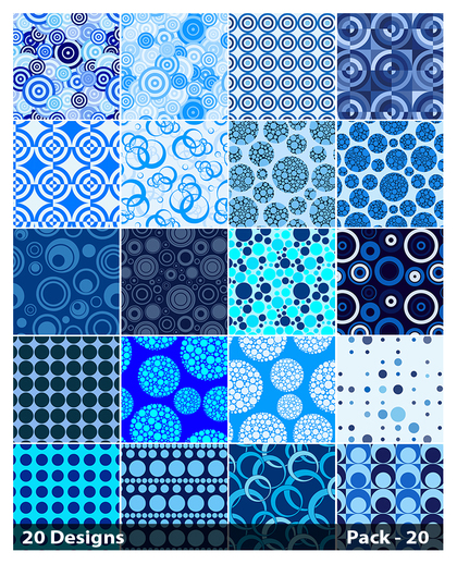 20 Blue Seamless Circle Pattern Vector Pack 20