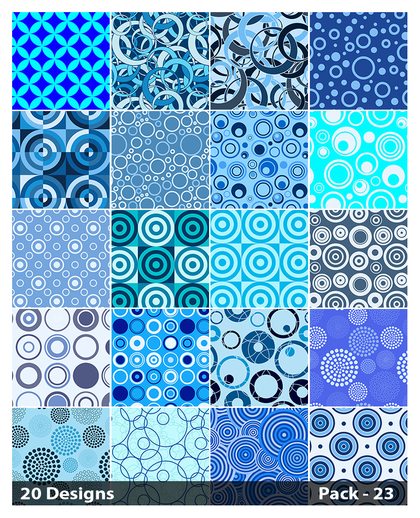 20 Blue Seamless Circle Pattern Background Vector Pack 23