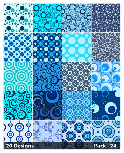 20 Blue Seamless Circle Background Pattern Vector Pack 24