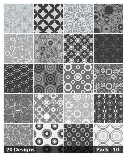 20 Grey Seamless Circle Pattern Background Vector Pack 10
