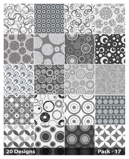 20 Grey Seamless Geometric Circle Background Pattern Vector Pack 17