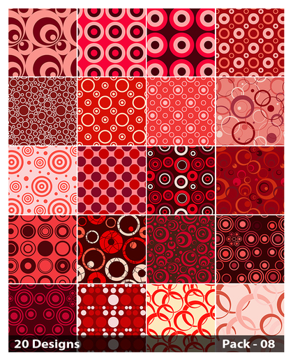 20 Red Seamless Circle Pattern Vector Pack 08