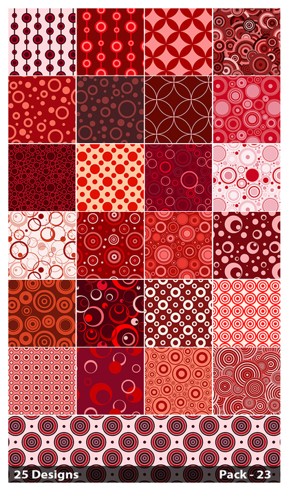 25 Red Seamless Circle Pattern Background Vector Pack 23
