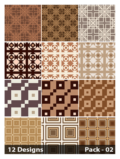 12 Brown Seamless Square Pattern Vector Pack 02