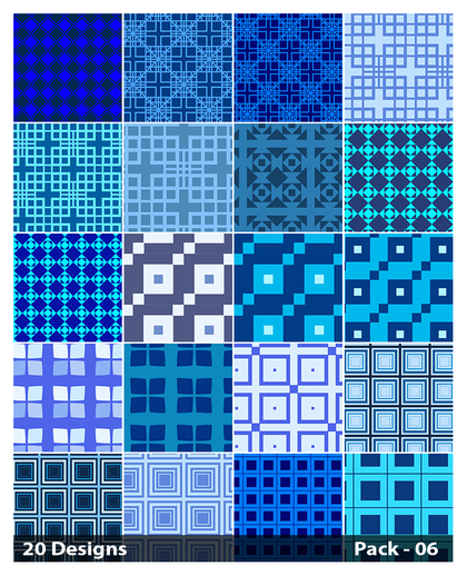 20 Blue Seamless Square Background Pattern Vector Pack 06