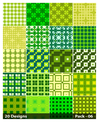 20 Green Seamless Square Background Pattern Vector Pack 06